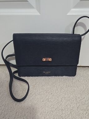 Ted Baker Dark Blue Crossbody Bag with Bow Accent